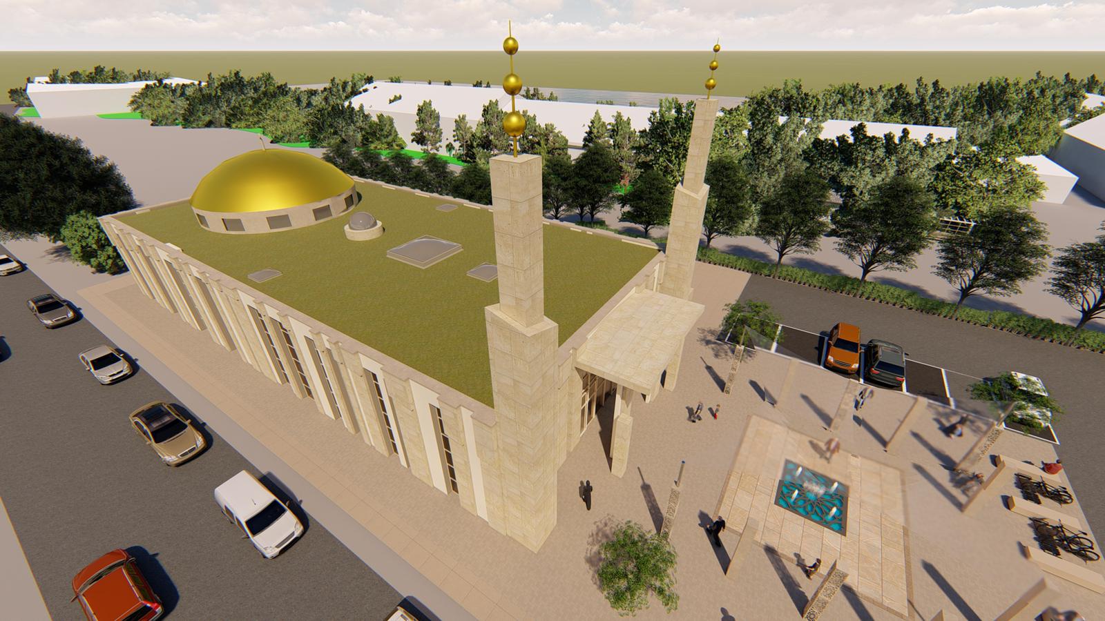 Neue Moschee aus der Flugperspektive