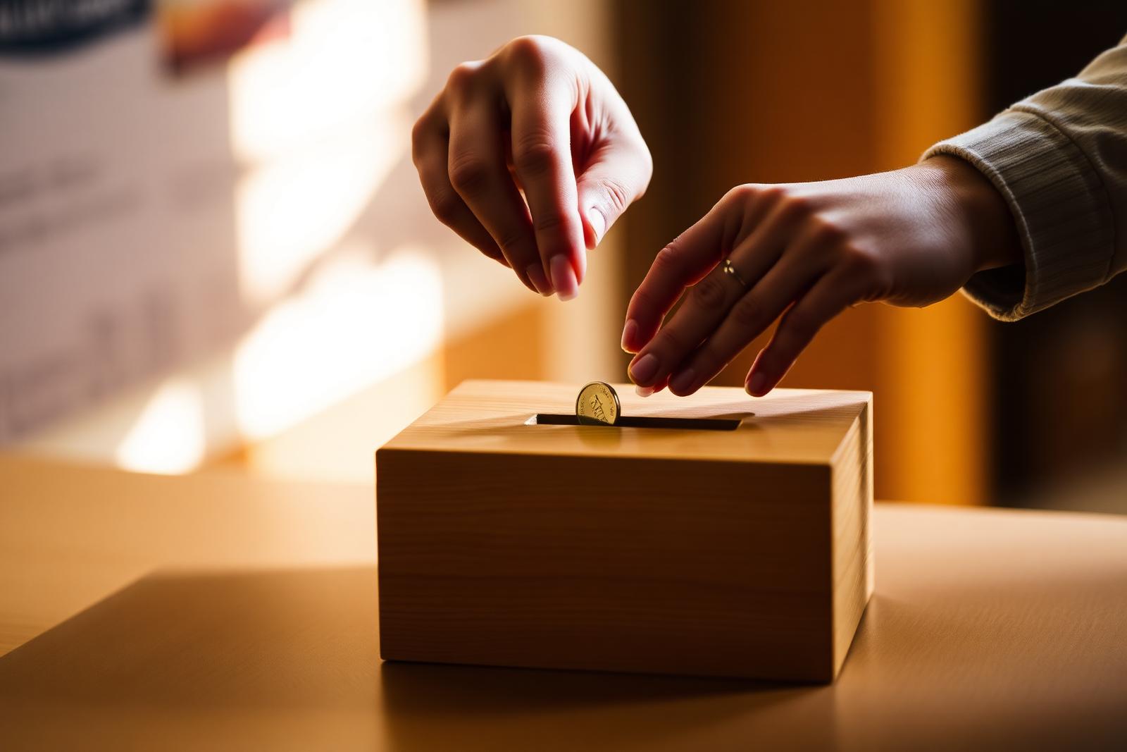 Spende in eine Spendenbox